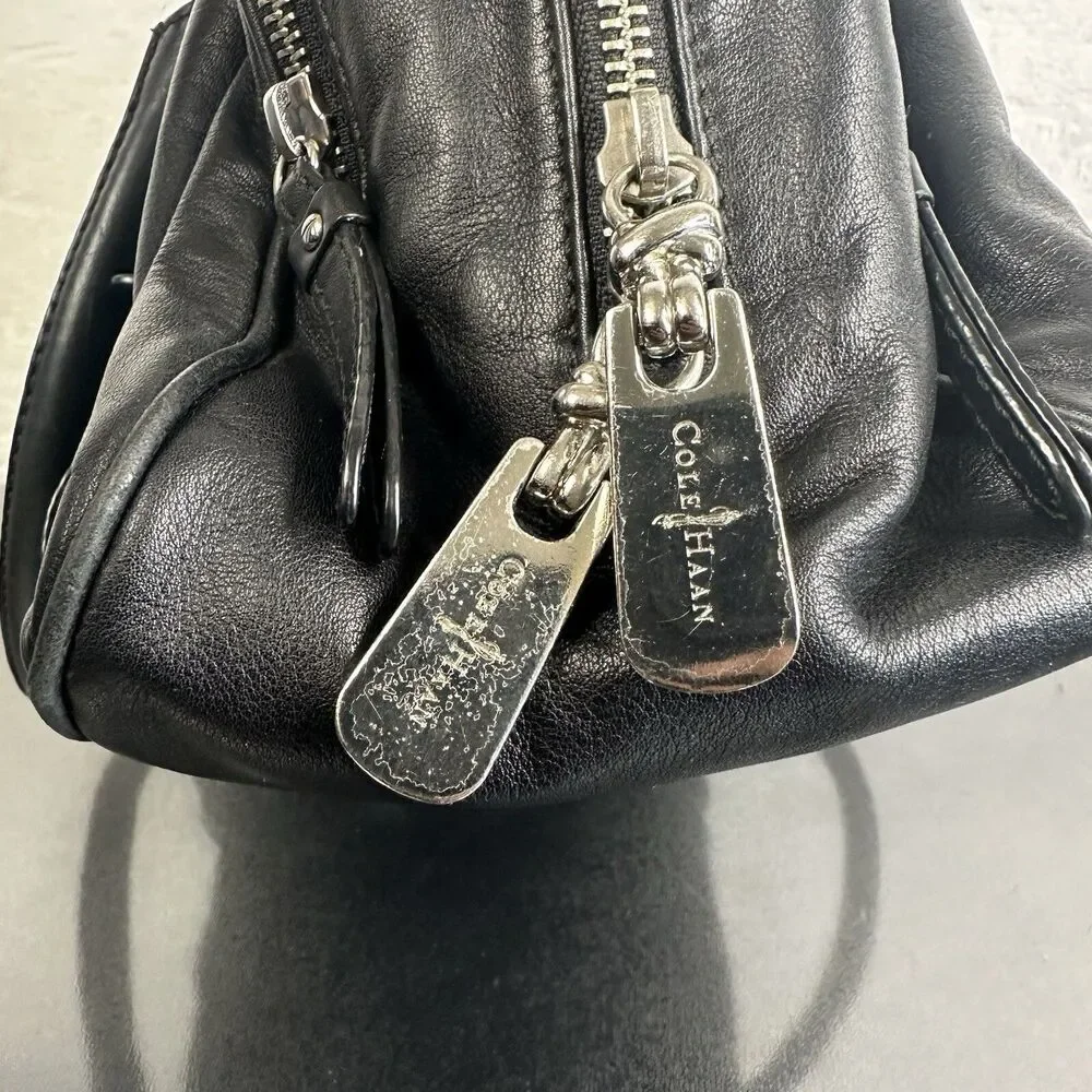 Cole Haan Cornelia Women's Triple Zip Satchel Handbag Black-Smooth Soft Leather